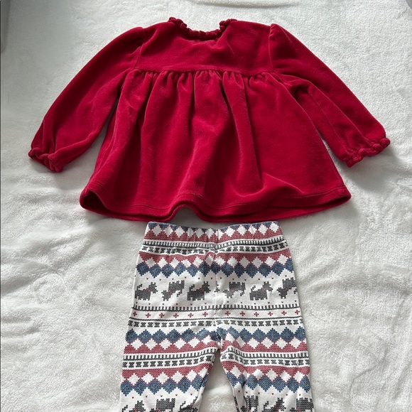 Chaps Vibrant Red Baby Dress with Ruffle Detail - Picture 6 of 6